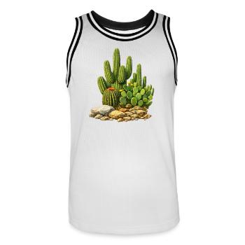Cactus avec des fleurs - Maillot de basket Homme - blanc/noir - Devant - AI Model Male 185 dark (185cm)