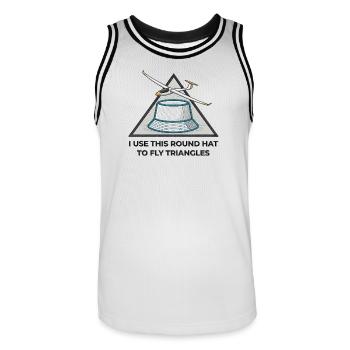 Triangles de mouches à chapeau rond V3 - Maillot de basket Homme - blanc/noir - Devant - AI Model Male 185 dark (185cm)