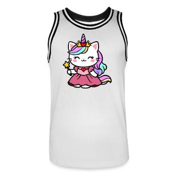Cat Unicorn Princess - Men's Basketball Jersey - white/black - Front - AI Model Male 185 dark (185cm)