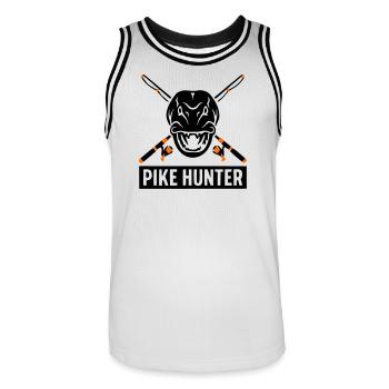 Graphique des cannes à pêche en brochet - Maillot de basket Homme - blanc/noir - Devant - AI Model Male 185 dark (185cm)