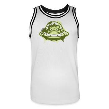 Logo graffiti d’OVNI extraterrestre - Maillot de basket Homme - blanc/noir - Devant - AI Model Male 185 dark (185cm)
