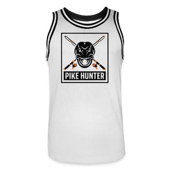 Logo des armoiries de Pike Jaeger - Maillot de basket Homme - blanc/noir - Devant - AI Model Male 185 dark (185cm)