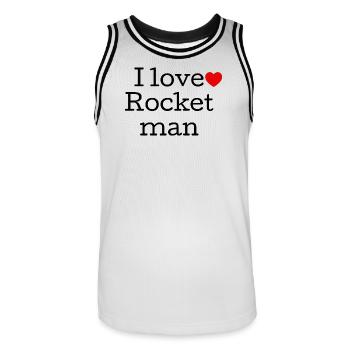 I Love Rock Music Typography - Men's Basketball Jersey - white/black - Front - AI Model Male 185 dark (185cm)