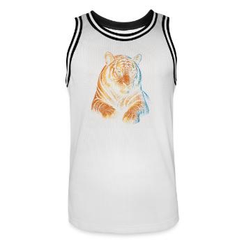 tigre - Maillot de basket Homme - blanc/noir - Devant - AI Model Male 185 dark (185cm)