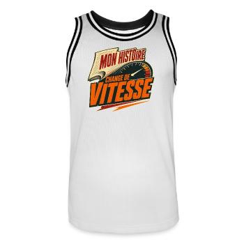 Mon histoire change de vitesse - Maillot de basket Homme - blanc/noir - Devant - AI Model Male 185 dark (185cm)
