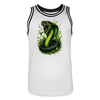 Serpent Flamme Cobra Néon - Maillot de basket Homme - blanc/noir - Devant - AI Model Male 185 dark (185cm)