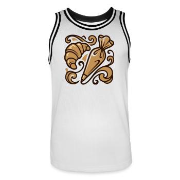 Croissant Piping Bag Icon - Men's Basketball Jersey - white/black - Front - AI Model Male 185 dark (185cm)