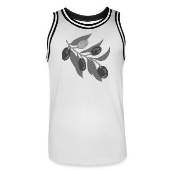 Rameaux d’olivier gris - Maillot de basket Homme - blanc/noir - Devant - AI Model Male 185 dark (185cm)