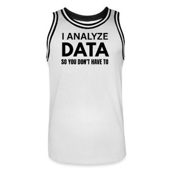 Funny Data Analyst Computer Nerd Gift for Husband - Men's Basketball Jersey - white/black - Front - AI Model Male 185 dark (185cm)