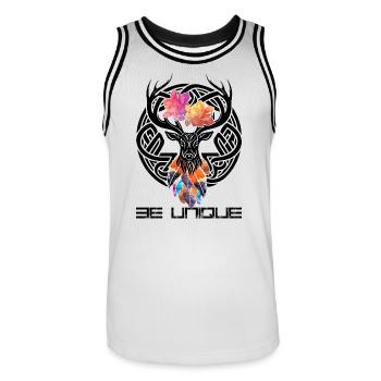 Hibiscus Tropical Spirit Kaleidoscope - Men's Basketball Jersey - white/black - Front - AI Model Male 185 dark (185cm)
