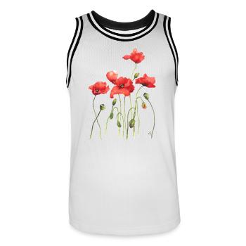 red poppies - Men's Basketball Jersey - white/black - Front - AI Model Male 185 dark (185cm)