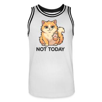 Pas aujourd’hui – Chat drôle - Maillot de basket Homme - blanc/noir - Devant - AI Model Male 185 dark (185cm)
