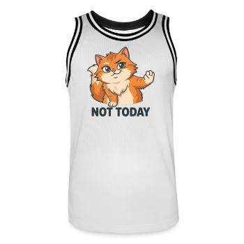 Pas aujourd’hui – Chat Impertinent - Maillot de basket Homme - blanc/noir - Devant - AI Model Male 185 dark (185cm)