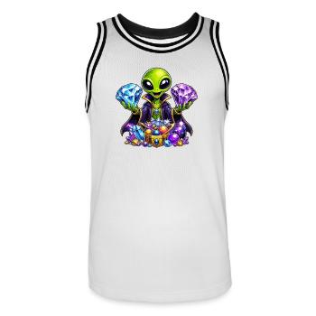Alien Treasure Mage - Men's Basketball Jersey - white/black - Front - AI Model Male 185 dark (185cm)