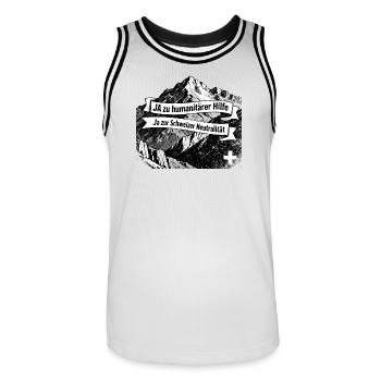 JA zu humanitarer Hilfe - Ja zur Neutralität - Männer Basketball-Trikot - Weiß/Schwarz - Vorne - AI Model Male 185 dark (185cm)
