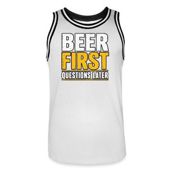 Bière, Amateur de bière, Fan de bière, Cadeau d’orge - Maillot de basket Homme - blanc/noir - Devant - AI Model Male 185 dark (185cm)