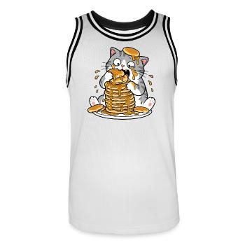 Dessin animé drôle du Chat aux Crêpes - Maillot de basket Homme - blanc/noir - Devant - AI Model Male 185 dark (185cm)