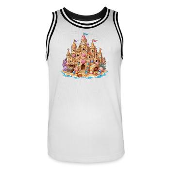 Coastal Sandcastle Shells - Men's Basketball Jersey - white/black - Front - AI Model Male 185 dark (185cm)