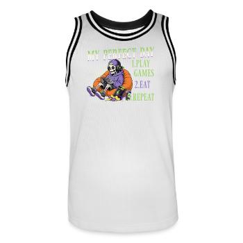 Jeu de Skeleton Gaming Halloween - Maillot de basket Homme - blanc/noir - Devant - AI Model Male 185 dark (185cm)