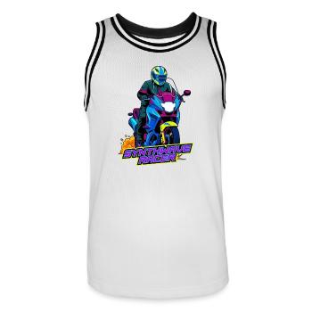 Synthwave Racer Neon Motorcycle - Maillot de basket Homme - blanc/noir - Devant - AI Model Male 185 dark (185cm)