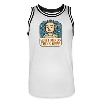 Quiet thoughts deep thinking - Men's Basketball Jersey - white/black - Front - AI Model Male 185 dark (185cm)