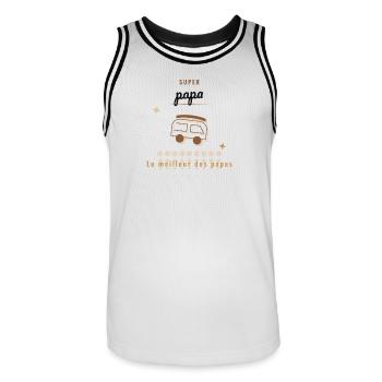 PAPA. FÊTE DES PÈRES. BONNE FÊTE PAPA. BONNE FÊTE - Maillot de basket Homme - blanc/noir - Devant - AI Model Male 185 dark (185cm)