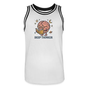 Deep Thinkers in the Star Empire - Men's Basketball Jersey - white/black - Front - AI Model Male 185 dark (185cm)