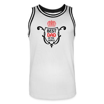 Estampe du Papa Royal avec couronne - Maillot de basket Homme - blanc/noir - Devant - AI Model Male 185 dark (185cm)