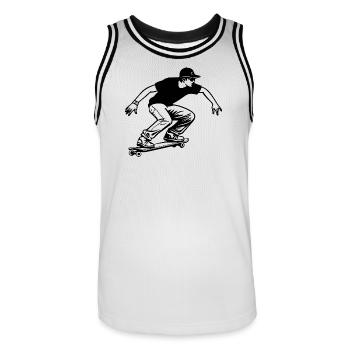 Skateboarding Boy - Men's Basketball Jersey - white/black - Front - AI Model Male 185 dark (185cm)