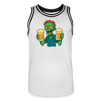 Zombie heureux avec de la bière - Maillot de basket Homme - blanc/noir - Devant - AI Model Male 185 dark (185cm)