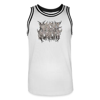 Heavy Metal Night Shift - Men's Basketball Jersey - white/black - Front - AI Model Male 185 dark (185cm)