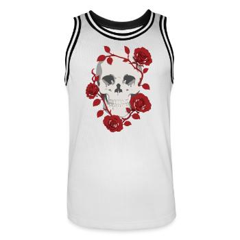 Crâne de Rose Cramoisie - Maillot de basket Homme - blanc/noir - Devant - AI Model Male 185 dark (185cm)