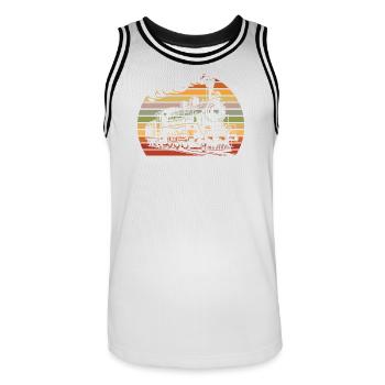 Locomotive rétro vintage Sunset Train - Maillot de basket Homme - blanc/noir - Devant - AI Model Male 185 dark (185cm)