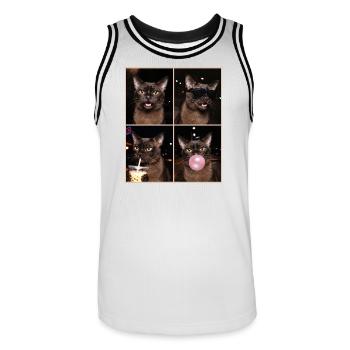 Chats Chat birman européen - Maillot de basket Homme - blanc/noir - Devant - AI Model Male 185 dark (185cm)