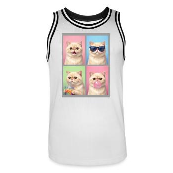 Cats Exotic Shorthair Cat - Men's Basketball Jersey - white/black - Front - AI Model Male 185 dark (185cm)