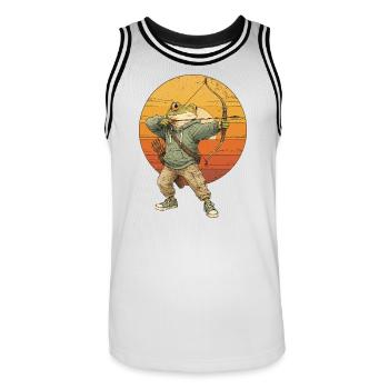 Vintage Archer Frogs Archery - Men's Basketball Jersey - white/black - Front - AI Model Male 185 dark (185cm)