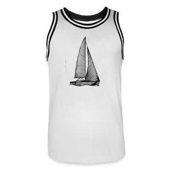 Croquis de voilier - Maillot de basket Homme - blanc/noir - Devant - AI Model Male 185 dark (185cm)