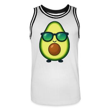 Lunettes de soleil d’été aux légumes à l’avocat Kawaii - Maillot de basket Homme - blanc/noir - Devant - AI Model Male 185 dark (185cm)
