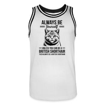 British Shorthair Cat British Shorthair Gift - Men's Basketball Jersey - white/black - Front - AI Model Male 185 dark (185cm)
