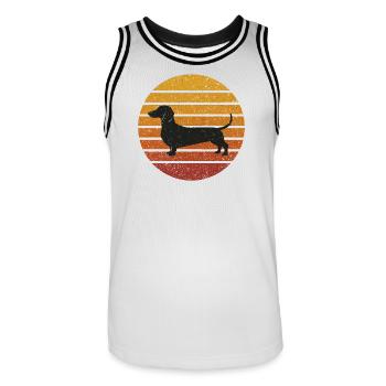 Dachshund Silhouette Vintage Sunset - Men's Basketball Jersey - white/black - Front - AI Model Male 185 dark (185cm)