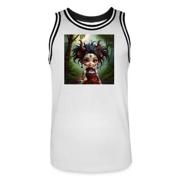 Gothic girl in forest - Men's Basketball Jersey - white/black - Front - AI Model Male 185 dark (185cm)