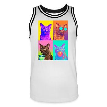 Cats Havana Cat - Men's Basketball Jersey - white/black - Front - AI Model Male 185 dark (185cm)