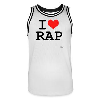 rap - Männer Basketball-Trikot - Weiß/Schwarz - Vorne - AI Model Male 185 dark (185cm)