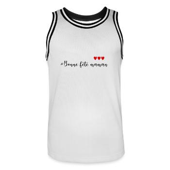 FÊTE DES MÈRES. BONNE FÊTE MAMAN. MAMAN - Maillot de basket Homme - blanc/noir - Devant - AI Model Male 185 dark (185cm)