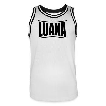 t-shirt Luana idée cadeau t-shirt - Maillot de basket Homme - blanc/noir - Devant - AI Model Male 185 dark (185cm)