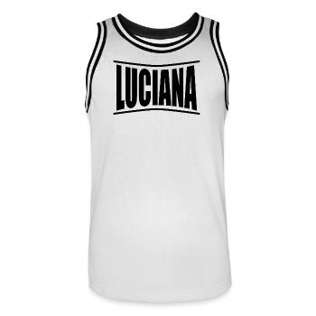 nom t-shirt Luciana t-shirt idée cadeau - Maillot de basket Homme - blanc/noir - Devant - AI Model Male 185 dark (185cm)