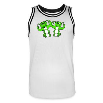 2 caterpillars bodybuilder team muscle building friends cute - Men's Basketball Jersey - white/black - Front - AI Model Male 185 dark (185cm)