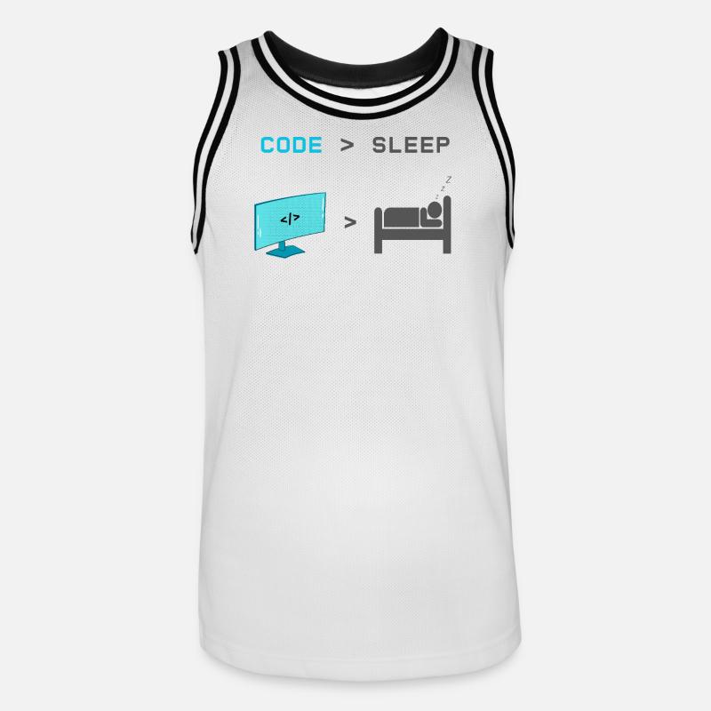 Code vs Sleep: Coder im Schlafmodus - Männer Basketball-Trikot - Weiß/Schwarz
