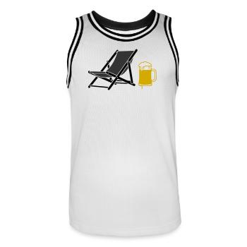 Beach Chair Beer Colored Vector - Men's Basketball Jersey - white/black - Front - AI Model Male 185 dark (185cm)