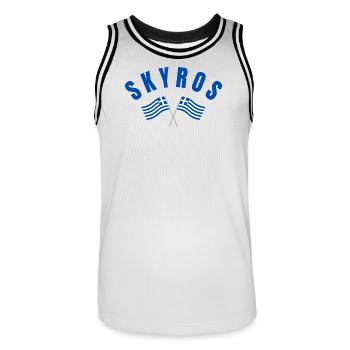 Drapeaux croisés grecs de Skyros - Maillot de basket Homme - blanc/noir - Devant - AI Model Male 185 dark (185cm)